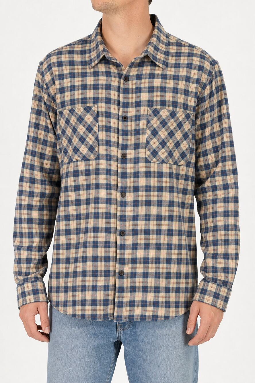 Par Four Sportswear Mens Plaid 100% Cotton Button Down Flannel Shirt Medium